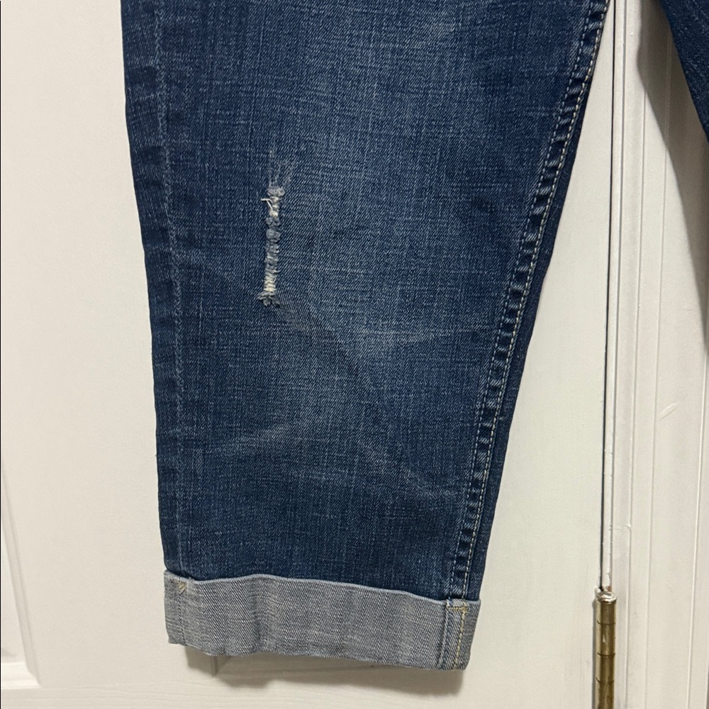 Seven7 Women’s Cuffed Distressed Deep Blue Cropped Jeans – Size 10 - Picture 4 of 16